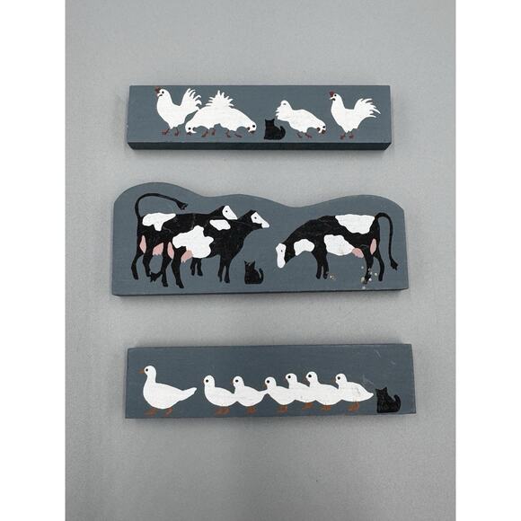 Vintage Cat's Meow Village Barnyard Cows, Chickens, Ducks Accessories Wooden - Picture 1 of 6